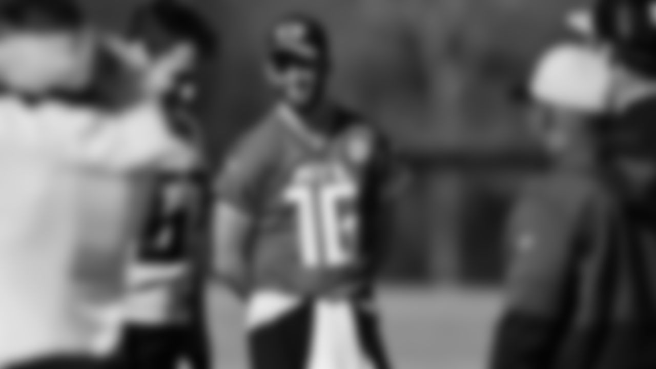 Atlanta Falcons quarterback Josh Rosen #16 during team practice at Atlanta Falcons Headquarters in Flowery Branch, Georgia, on Wednesday, December 1, 2021. (Photo by Shanna Lockwood/Atlanta Falcons)