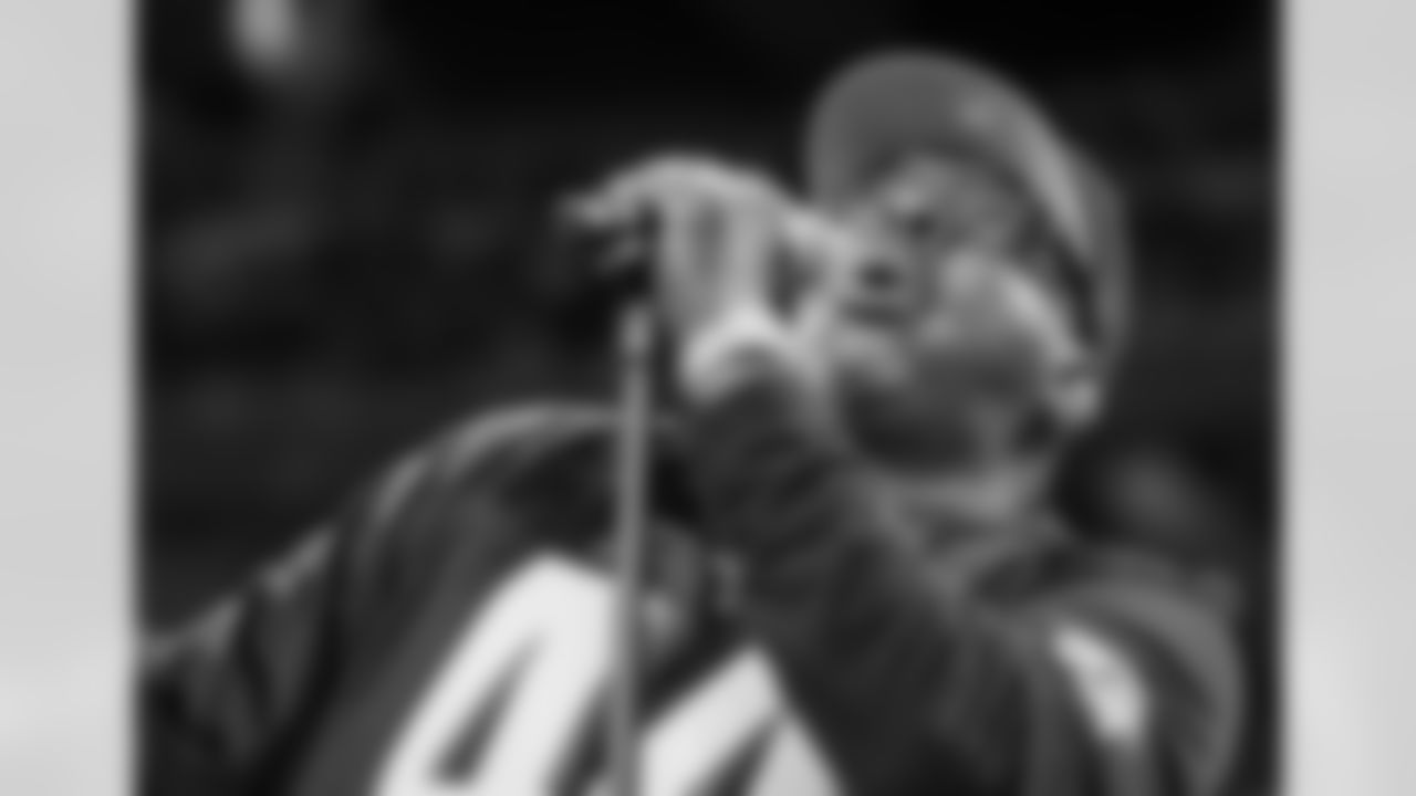 Bobby Brown performs during halftime of the Week 6 Game against the Washington Commanders at Mercedes-Benz Stadium in Atlanta, Georgia on Sunday, October 15, 2023. (Photo by AJ Reynolds/Atlanta Falcons)
