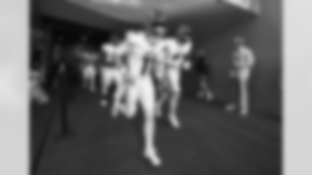 Atlanta Falcons quarterback Logan Woodside #11 takes the field prior to the Preseason Game against the Miami Dolphins at Hard Rock Stadium in Miami Gardens, Florida on Friday, August 11, 2023. (Photo by Jay Bendlin/Atlanta Falcons)