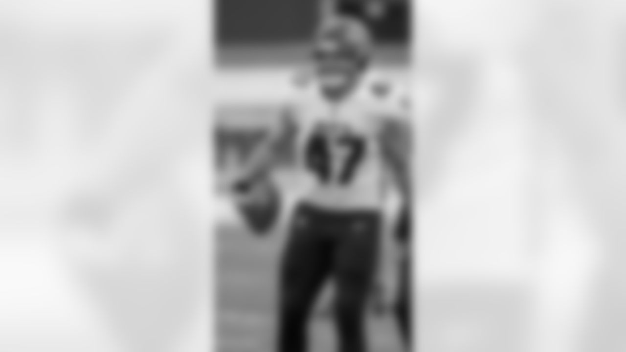 Atlanta Falcons long snapper Josh Harris #47 smiles before the game against the Tampa Bay Buccaneers on January 3, 2021.