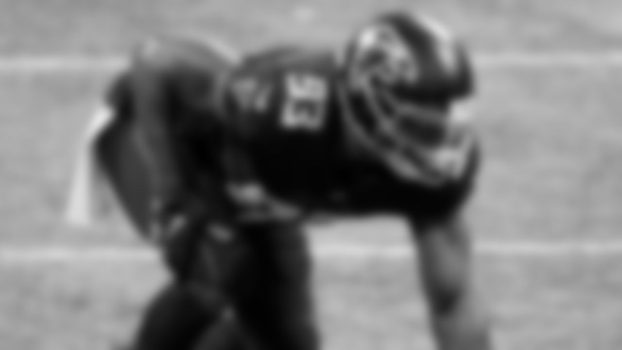 Atlanta Falcons defensive end Allen Bailey #93 prepares for the snap during the first half against the Las Vegas Raiders on November 29, 2020.