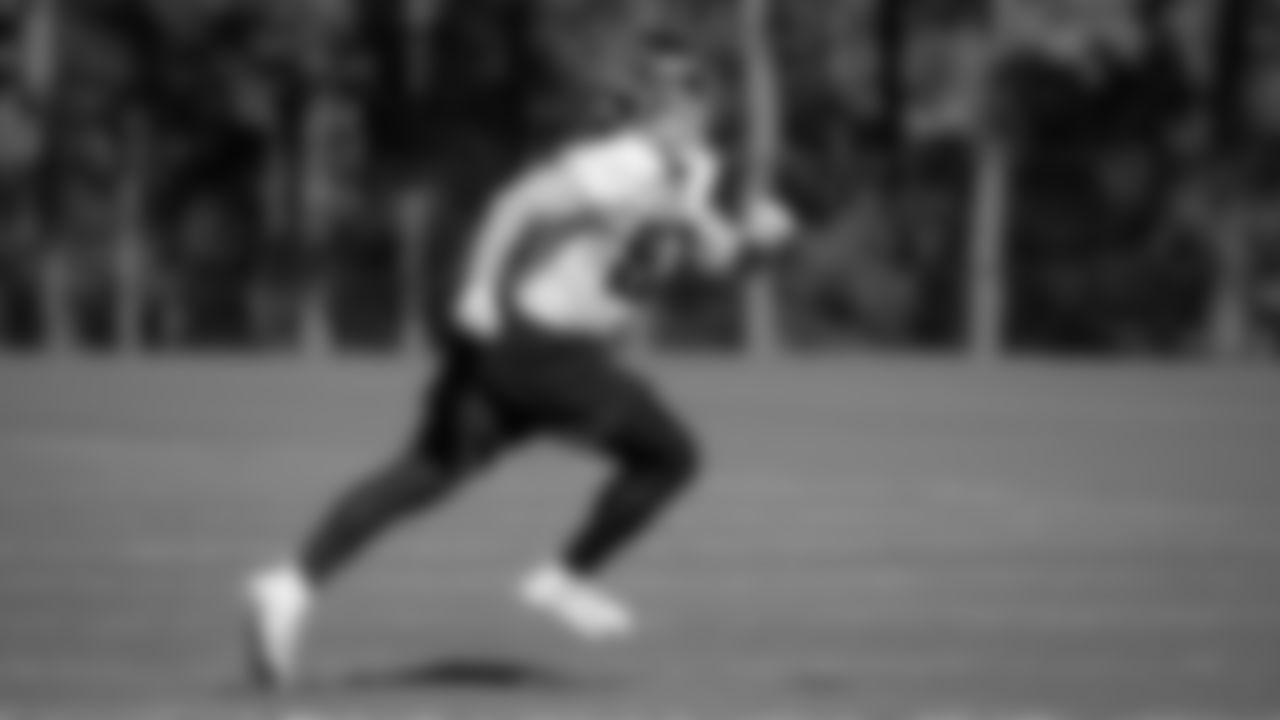 Atlanta Falcons tight end Hayden Hurst #81 in action during practice at IBM Performance Field.