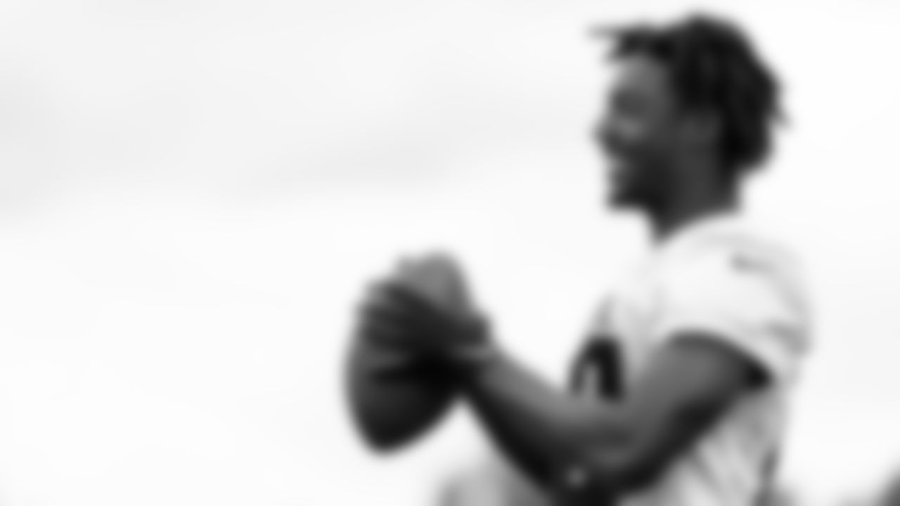 Atlanta Falcons wide receiver Calvin Ridley #18 smiles during AT&T Atlanta Falcons Training Camp at Atlanta Falcons Headquarters in Flowery Branch, Georgia, on Wednesday September 1, 2021. (Photo by Dakota Williams/Atlanta Falcons)