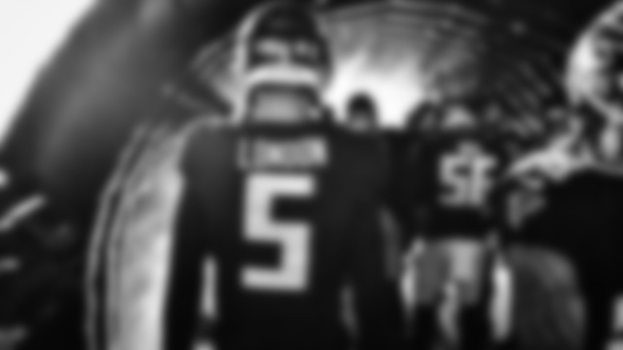 Atlanta Falcons wide receiver Drake London #5 walks out in the tunnel before the game against the New Orleans Saints at Mercedes-Benz Stadium in Atlanta, Georgia on Sunday, September 11, 2022. (Photo by Kyle Hess/Atlanta Falcons)