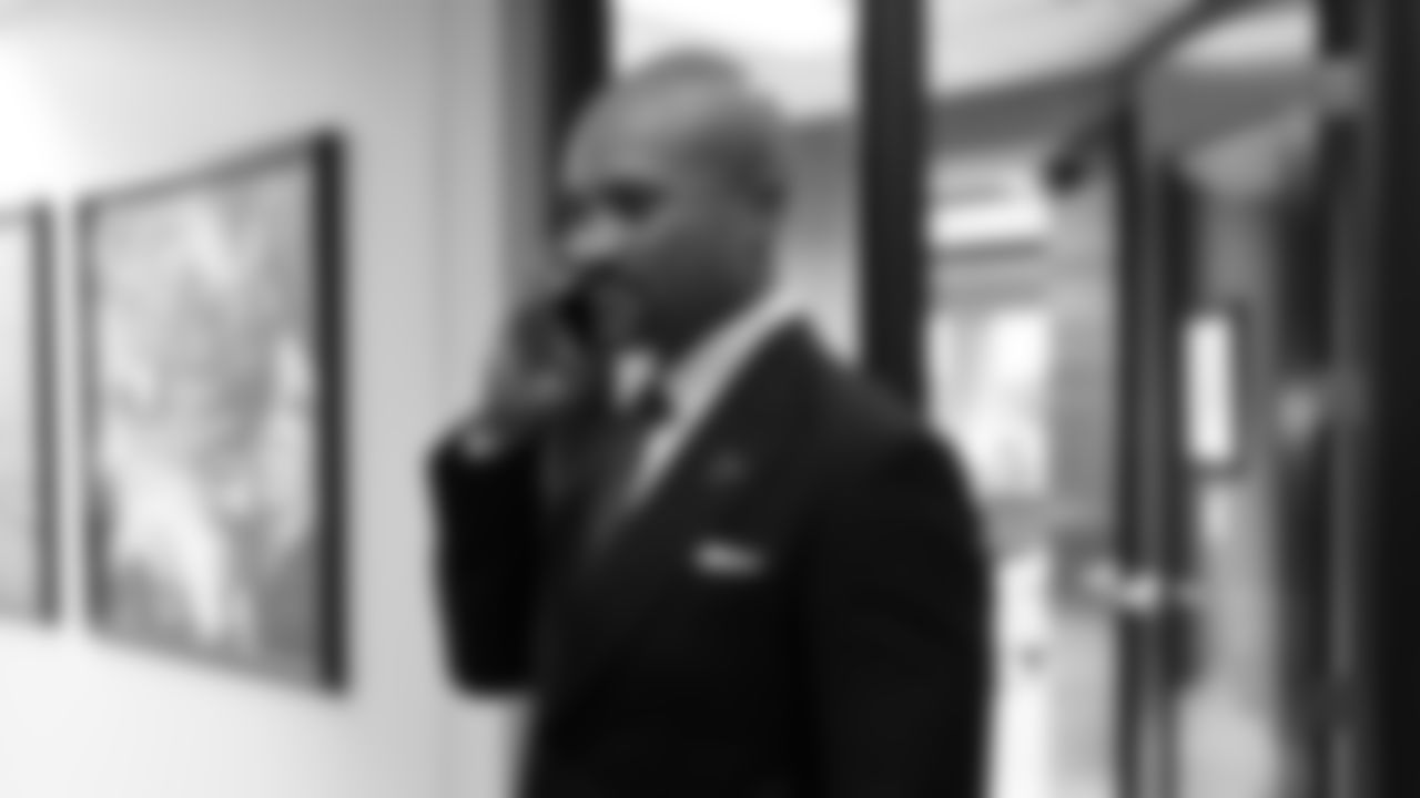 Terry Fontenot and his staff during the 2023 NFL Draft Day 1 at the Atlanta Falcons Headquarters in Flowery Branch, Ga. on Thursday, April 27, 2023. (Photo by Brandon Magnus/Atlanta Falcons)