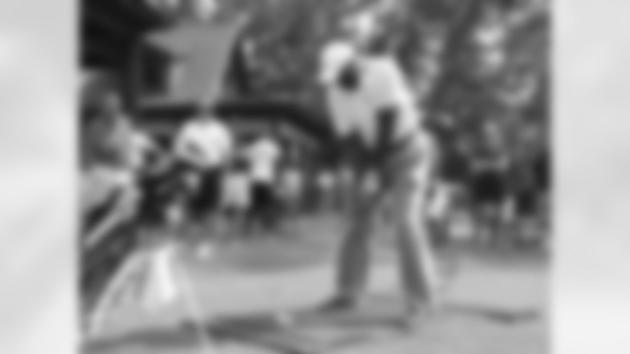 Falcons defensive line coach Ray Hamilton tees off // Seventh Annual Verizon Network of Champions Golf Tournament // 6/13/11 // Suwanee, Ga. -