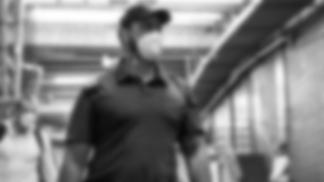Atlanta Falcons offensive guard Sean Harlow #64 arrives to face the Kansas City Chiefs on December 27, 2020.