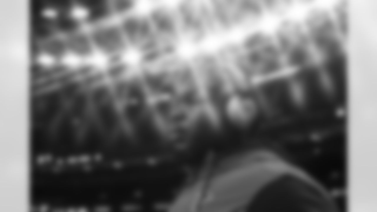 Atlanta Falcons defensive lineman Grady Jarrett #97 warms up before the game against the New Orleans Saints at Caesars Superdome in New Orleans, Louisiana on Sunday, December 18, 2022. (Photo by Brandon Magnus/Atlanta Falcons)