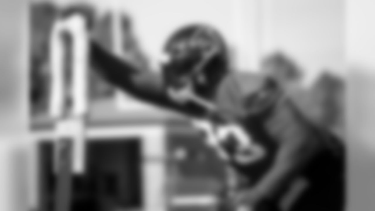 Atlanta Falcons defensive end Allen Bailey #93 works during practice. (Photo by Kara Durrette/Atlanta Falcons)