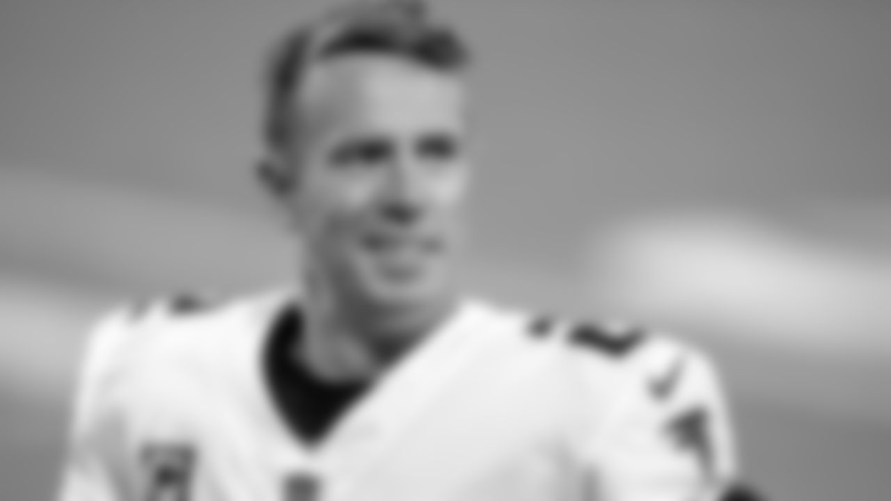 Atlanta Falcons quarterback Matt Ryan #2 smiles during warmups before the game against the Carolina Panthers on October 29, 2020. (Photo by Kyle Hess/Atlanta Falcons)
