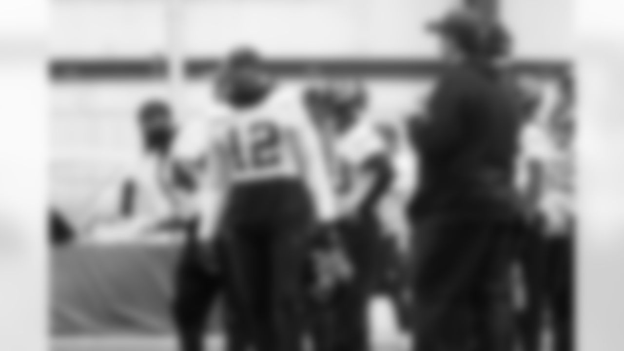 WR Justin Hardy, WR Mohamed Sanu, Greg Knapp, quarterbacks coach