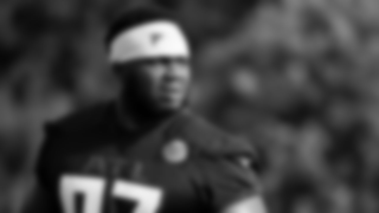 Atlanta Falcons defensive tackle Grady Jarrett #97 during AT&T Atlanta Falcons Training Camp at Atlanta Falcons Headquarters in Flowery Branch, Georgia, on Saturday July 31, 2021. (Photo by Matt Haley/Atlanta Falcons)
