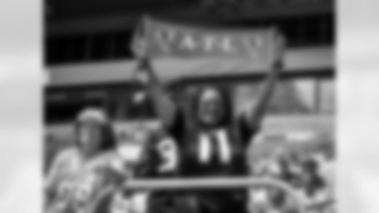 Atlanta Falcons fans are seen in attendance prior to a game against the Miami Dolphins at Hard Rock Stadium in Miami Gardens, Florida on Sunday, October 24, 2021. (Photo by Adler Garfield/Atlanta Falcons)