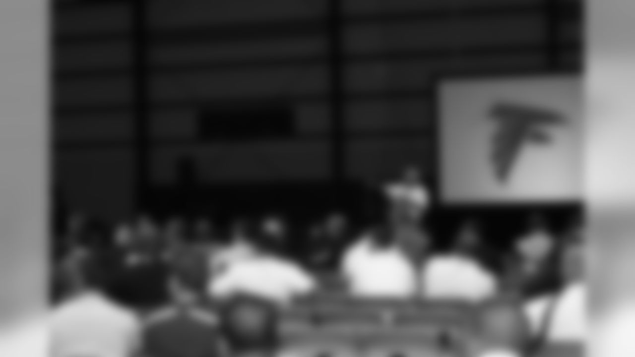 Falcons head coach Mike Smith speaks to a large group of Georgia high school football coaches // 2011 Coaches Clinic // 4/15/11 // Flowery Branch, Ga. -