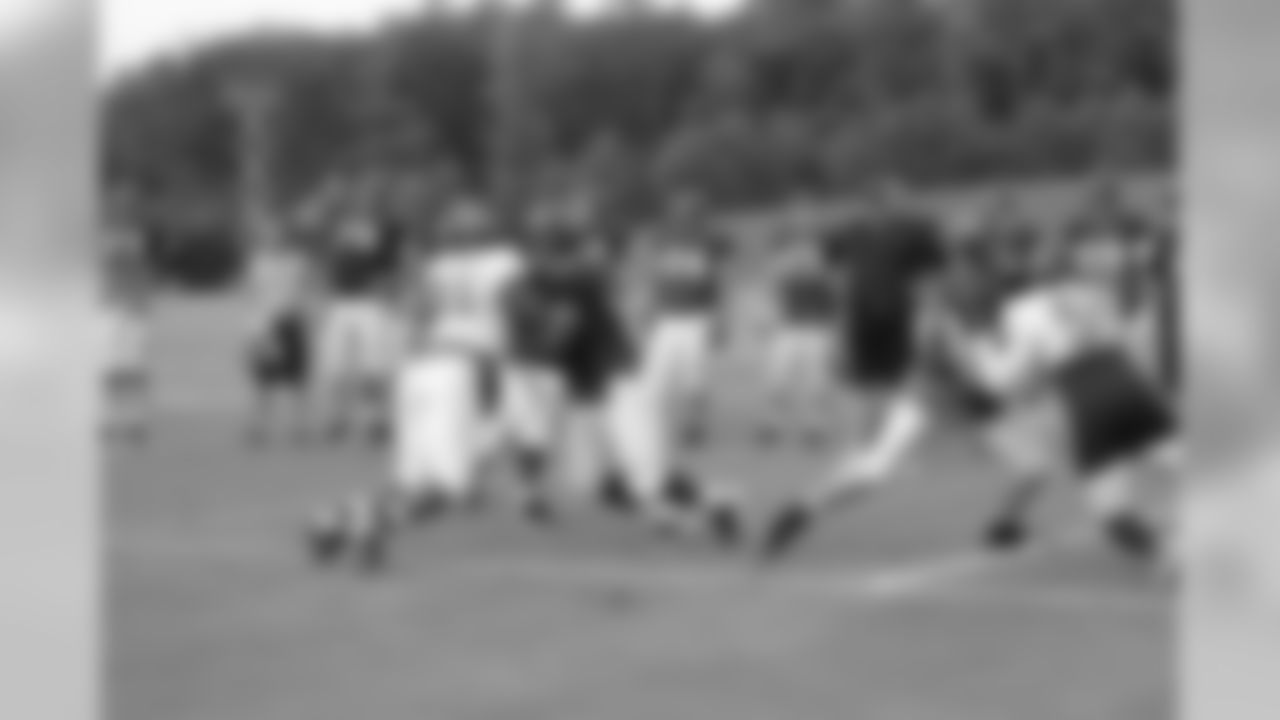 The offensive and defensive line work a drill // 2011 Russell Athletic Training Camp - Day 6 // August 2, 2011 // Flowery Branch, Ga. —