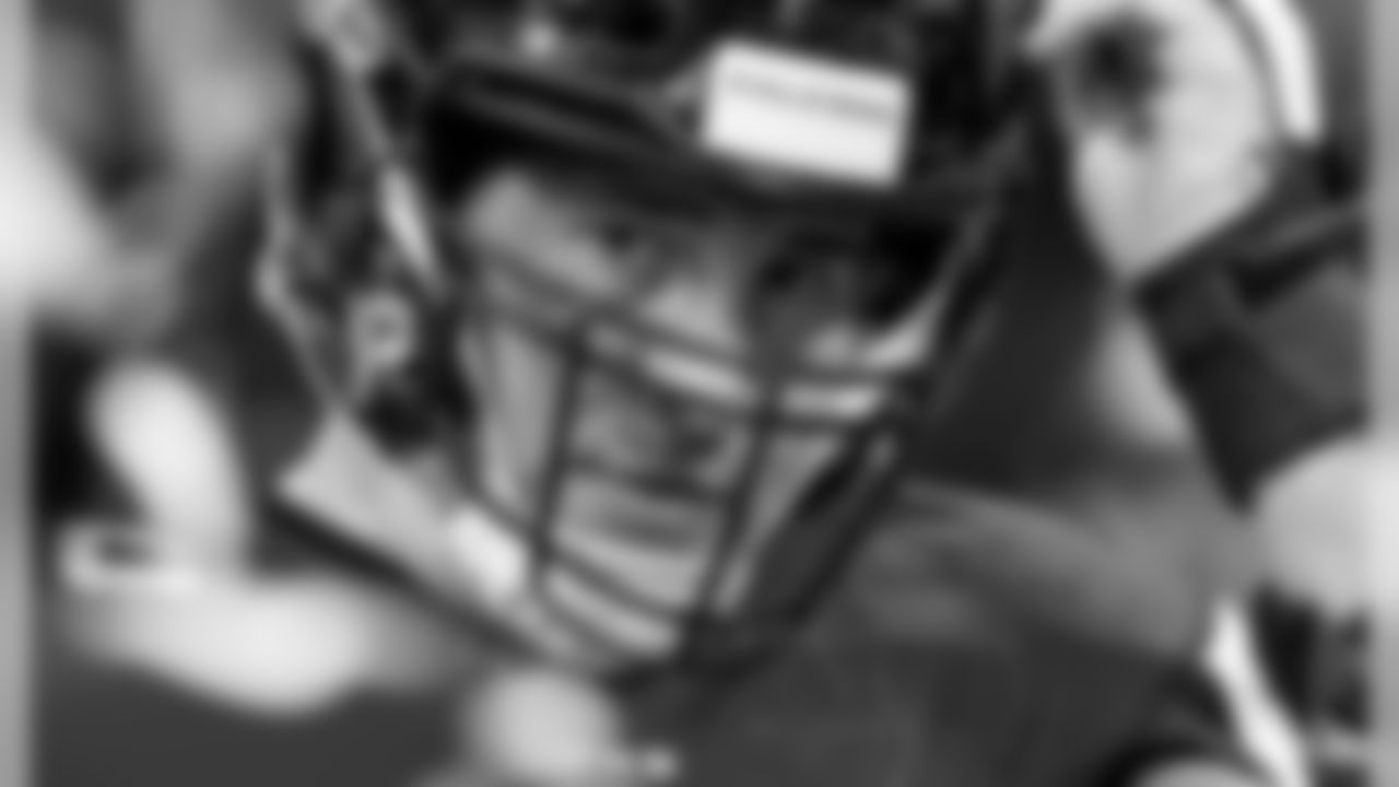 Atlanta Falcons center Alex Mack #51 looks on at Mercedes-Benz Stadium in Atlanta, GA, on Sunday December 8, 2019. (Photo by Lynn Bass/Atlanta Falcons)