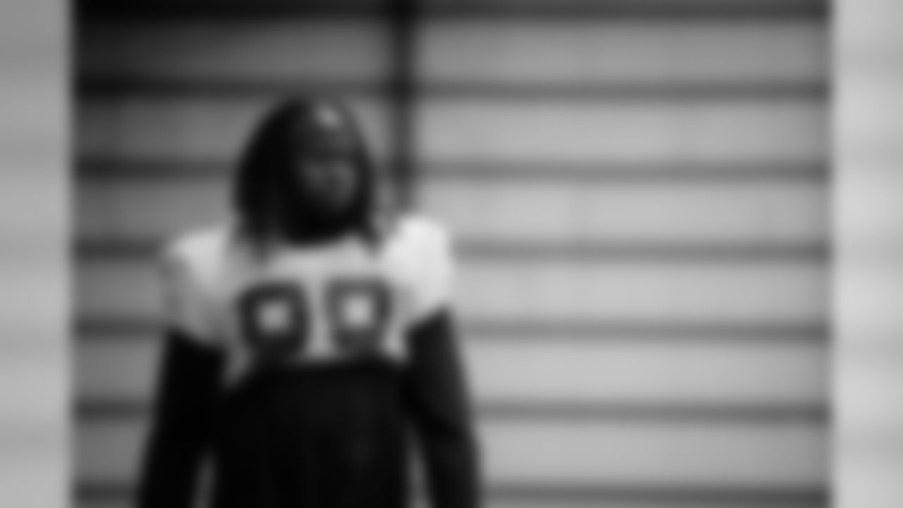 Atlanta Falcons defensive end Takkarist McKinley #98 during the first practice preparing for the second preseason game against the New York Jets. (Photo by Kara Durrette/Atlanta Falcons)