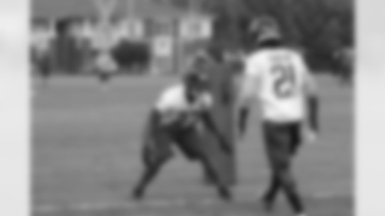 CB Robert McClain works with CB Desmond Trufant