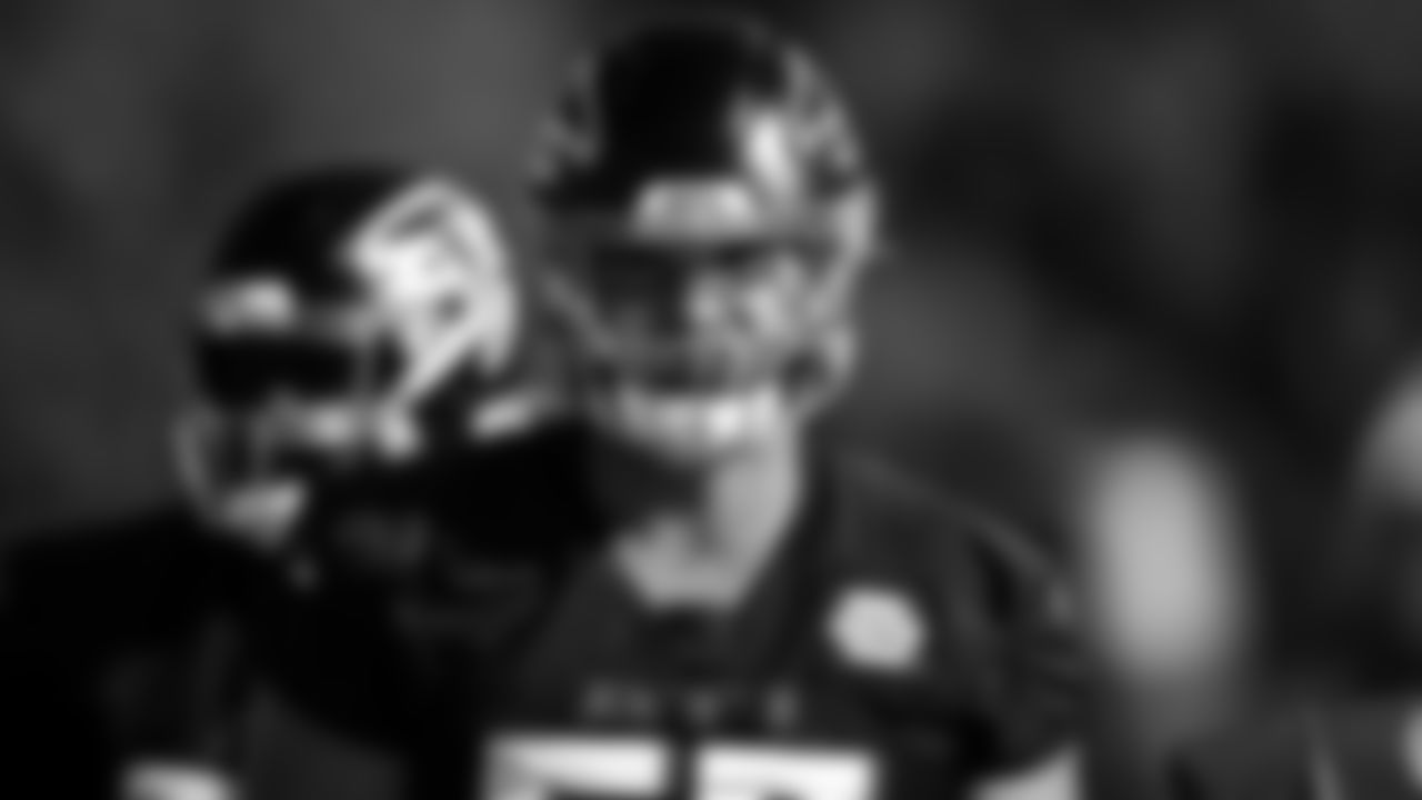 Atlanta Falcons defensive end John Cominsky #50 during team practice at Atlanta Falcons Headquarters in Flowery Branch, Georgia, on Thursday, December 2, 2021. (Photo by Shanna Lockwood/Atlanta Falcons)