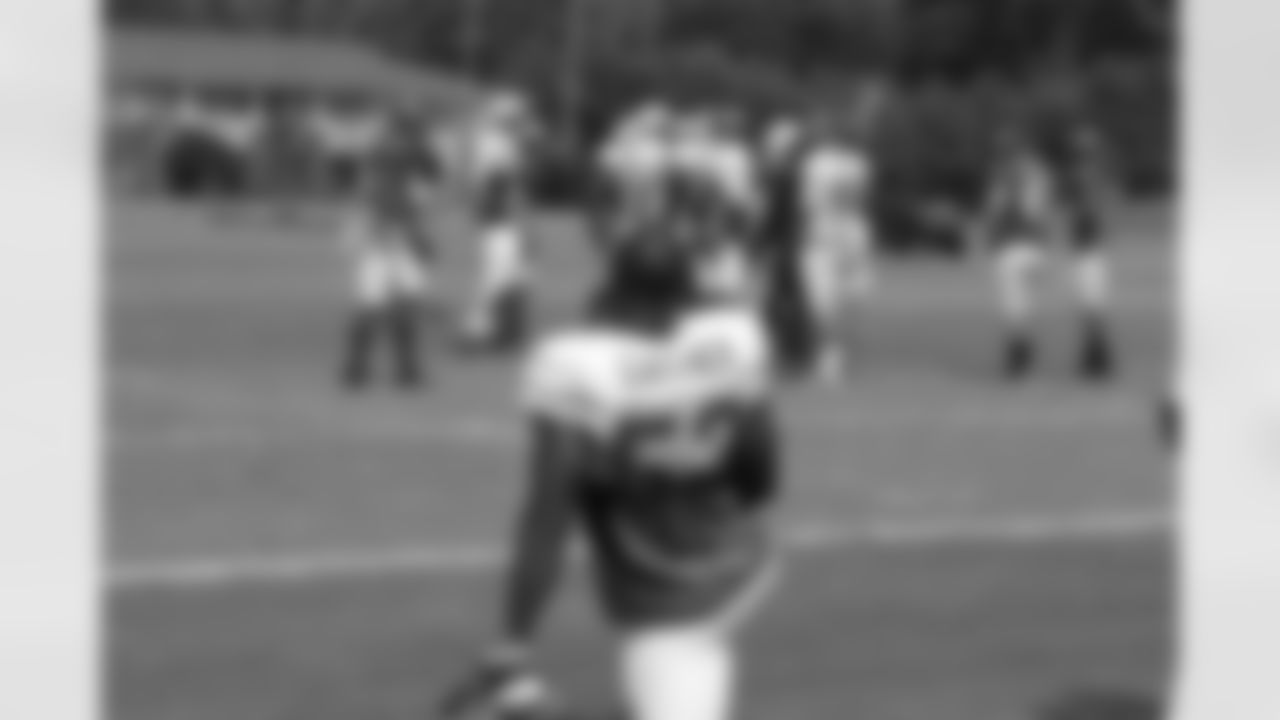 LB Omar Gaither watches his teammates at practice