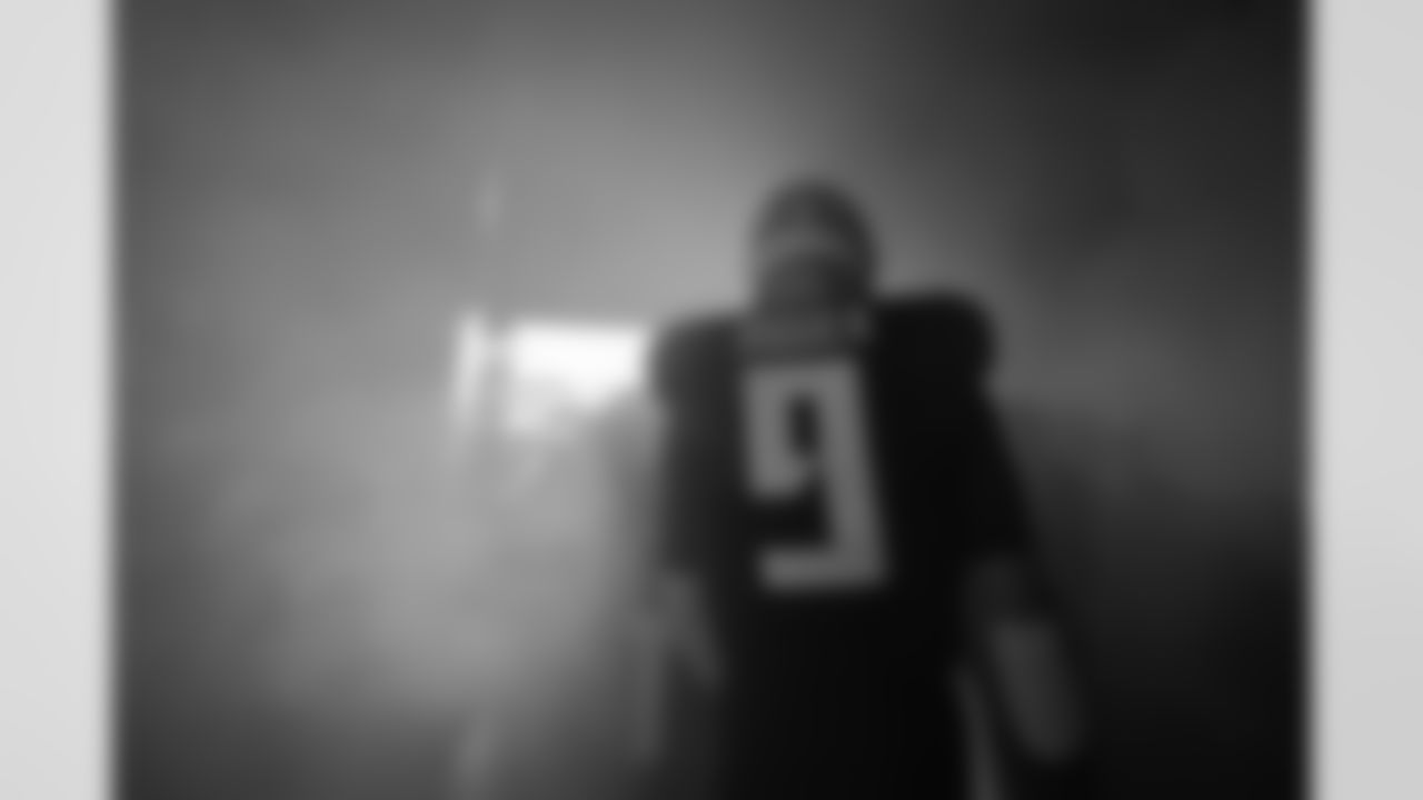 Atlanta Falcons quarterback Desmond Ridder #9 walks out before the Week 1 Game against the Carolina Panthers at Mercedes-Benz Stadium in Atlanta, Georgia on Sunday, September 10, 2023. (Photo by Jay Bendlin/Atlanta Falcons)