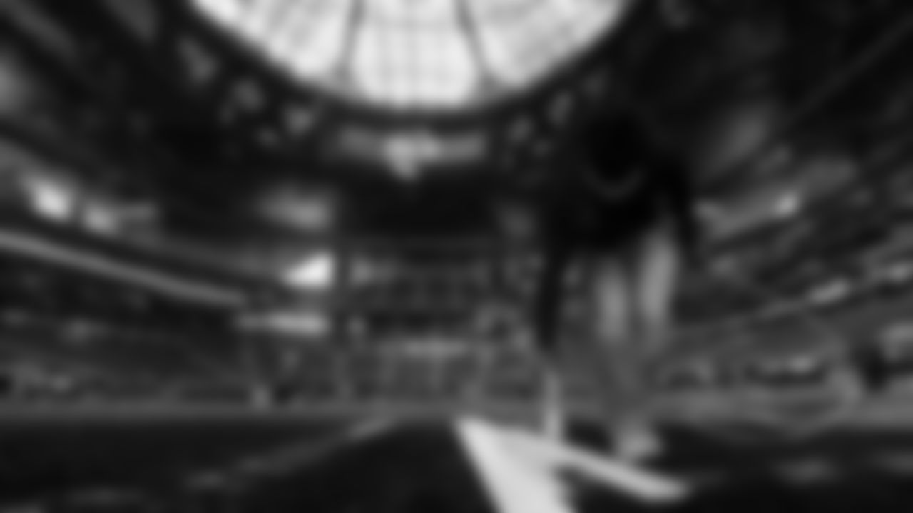 Scenes from the Throwback Field Painting at Mercedes-Benz Stadium in Atlanta, Georgia, on Thursday December 3, 2020. (Photo by Adam Hagy/Atlanta Falcons)