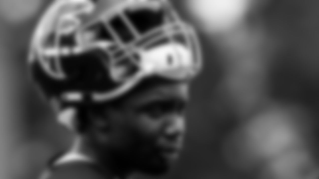 Atlanta Falcons linebacker Adetokunbo Ogundeji #92 looks on during organized team activities in Phase III of the Atlanta Falcons offseason program on June 2, 2021.
