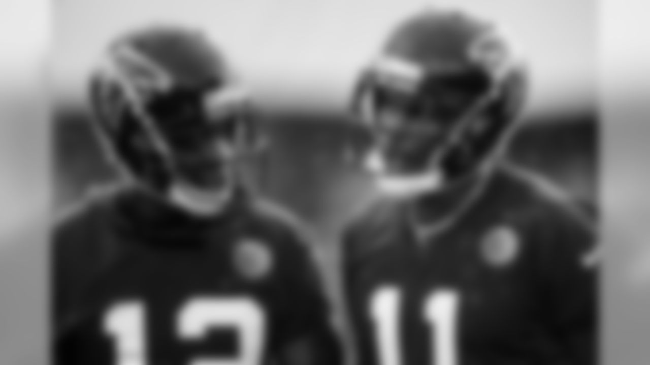 July 23, 2019 - WR Mohamed Sanu and WR Julio Jones on the second day of practice. (Photo by Kara Durrette/Atlanta Falcons)