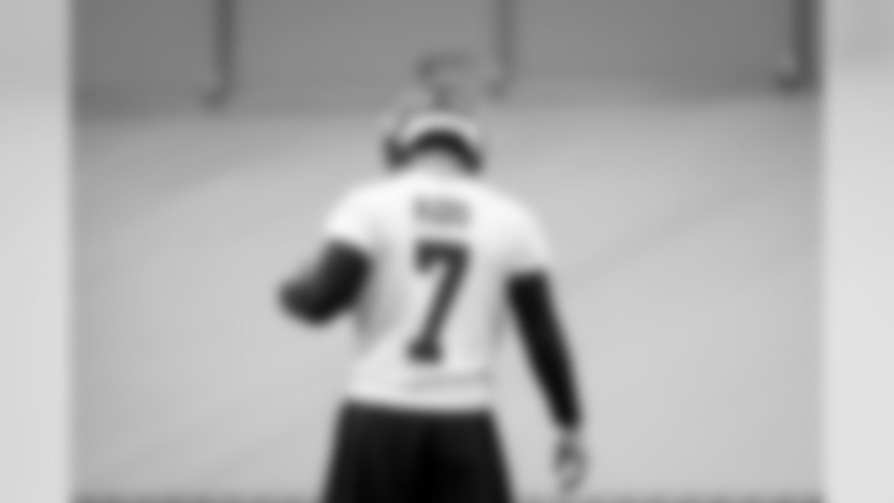 Atlanta Falcons kicker Younghoe Koo #7 looks on during practice. (Photo by Kara Durrette/Atlanta Falcons)