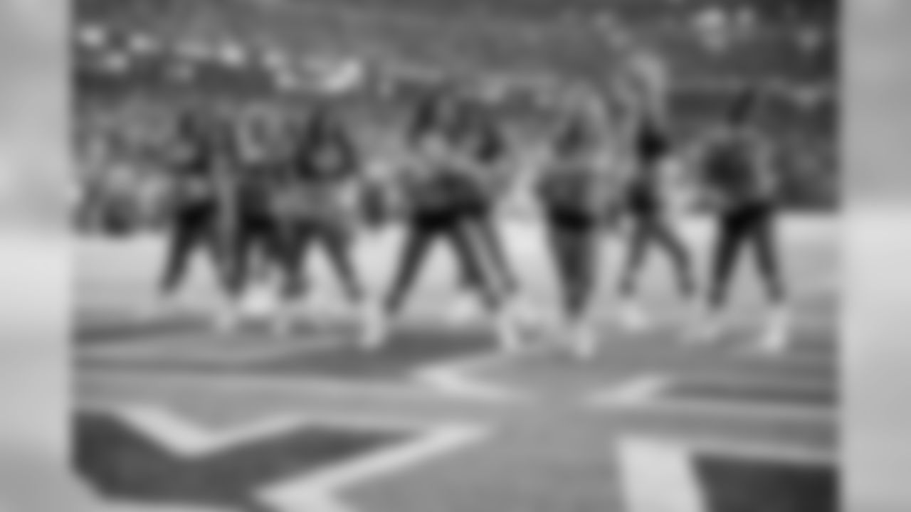 The Atlanta Falcons Cheerleaders perform in the endzone during Sunday Night Football