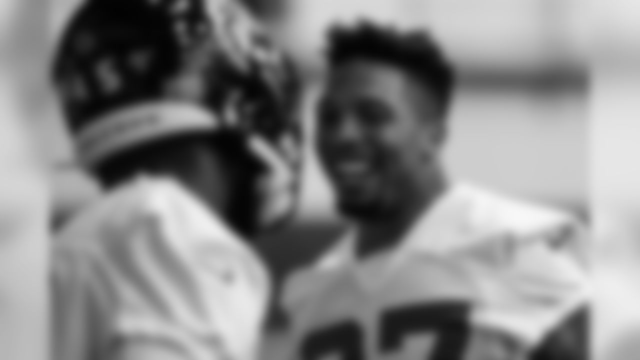 Atlanta Falcons free safety Ricardo Allen #37 laughs during practice. (Photo by Kara Durrette/Atlanta Falcons).