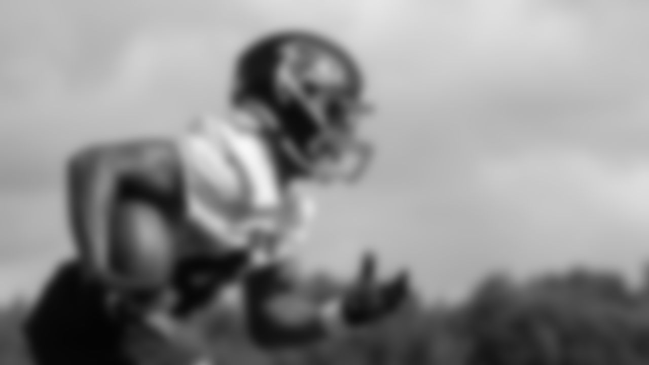 Atlanta Falcons cornerback Tyler Hall #44 runs with the ball at AT&T Atlanta Falcons Training Camp on August 23, 2020 in Flowery Branch, GA. (Photo by Kara Durrette/Atlanta Falcons)