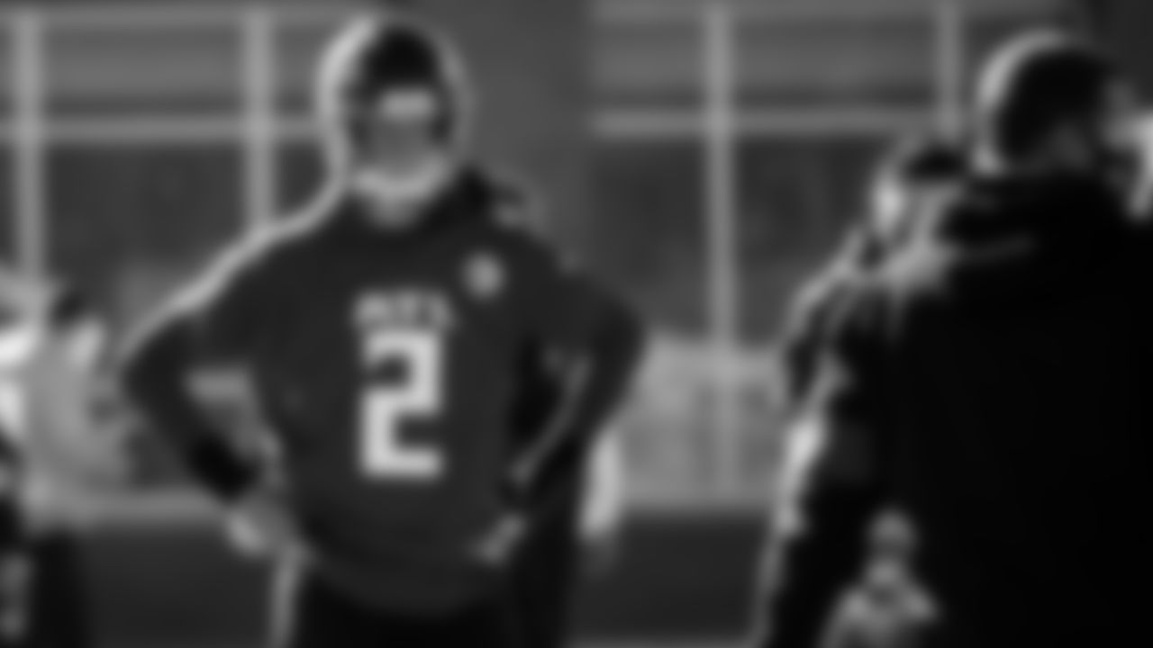Atlanta Falcons quarterback Matt Ryan #2 looks on during practice at IBM Performance Field.