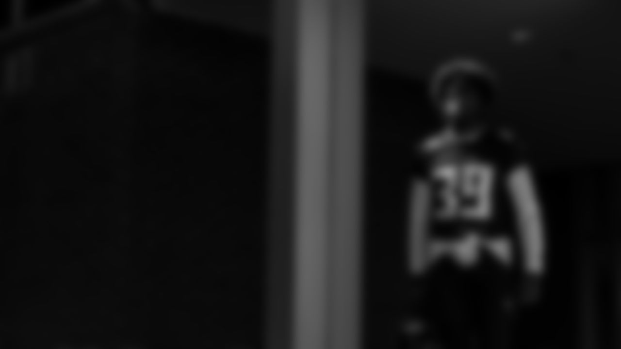 Atlanta Falcons defensive back Dylan Mabin #39 walks out before practice in Flowery Branch, Georgia, on Thursday, September 29, 2022. (Photo by Mitch Martin/Atlanta Falcons)