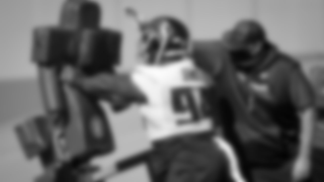 Atlanta Falcons defensive tackle Deadrin Senat #94 in action at AT&T Atlanta Falcons Training camp on August 16, 2020 in Flowery Branch, Ga. (Photo by Kara Durrette/Atlanta Falcons)