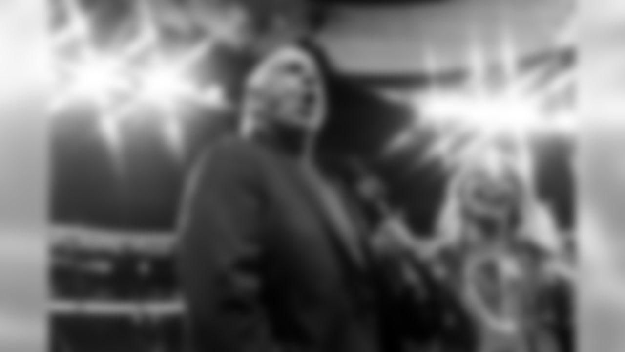Rick Flair "Wooo's" for fans before the game between the Atlanta Falcons and the New Orleans Saints at Mercedes-Benz Stadium in Atlanta, GA, on Thursday November 28, 2019. (Photo by Cato Cataldo/Atlanta Falcons)