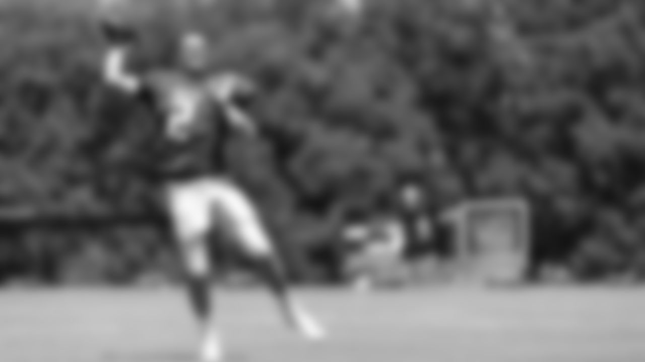 Atlanta Falcons quarterback Matt Ryan #2 throws the ball during AT&T Atlanta Falcons Training Camp at Atlanta Falcons Headquarters in Flowery Branch, Georgia, on Thursday August 26, 2021. (Photo by Dakota Williams/Atlanta Falcons)