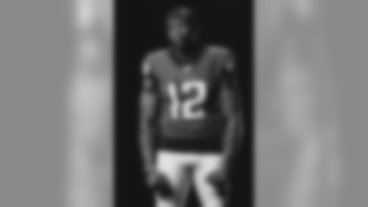 Mohamed Sanu #12, poses for a portrait during Media Day 2019, at the Atlanta Falcons Training Facility, in Flowery Branch, Georgia. (Photo by Rob Foldy/Atlanta Falcons)