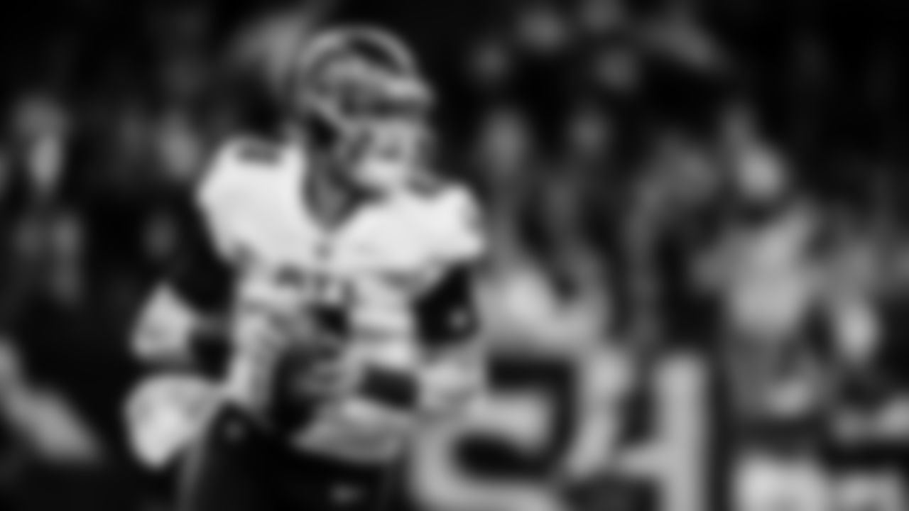 Atlanta Falcons quarterback Desmond Ridder #4 prepares to throw the ball during the game against the New Orleans Saints at Caesars Superdome in New Orleans, Louisiana on Sunday, December 18, 2022. (Photo by Brandon Magnus/Atlanta Falcons)