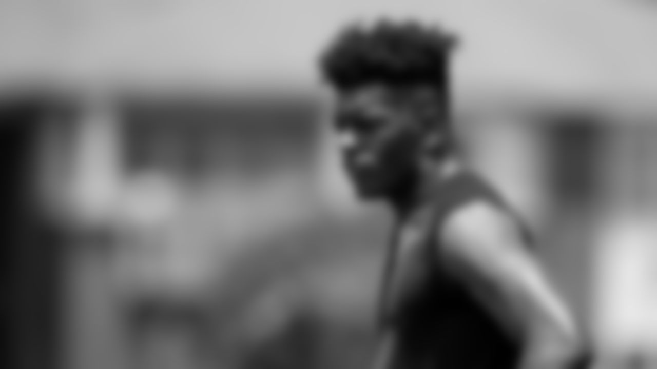 Atlanta Falcons safety Jaylinn Hawkins #32 looks on during organized team activities in Phase III of the Atlanta Falcons offseason program on June 4, 2021.