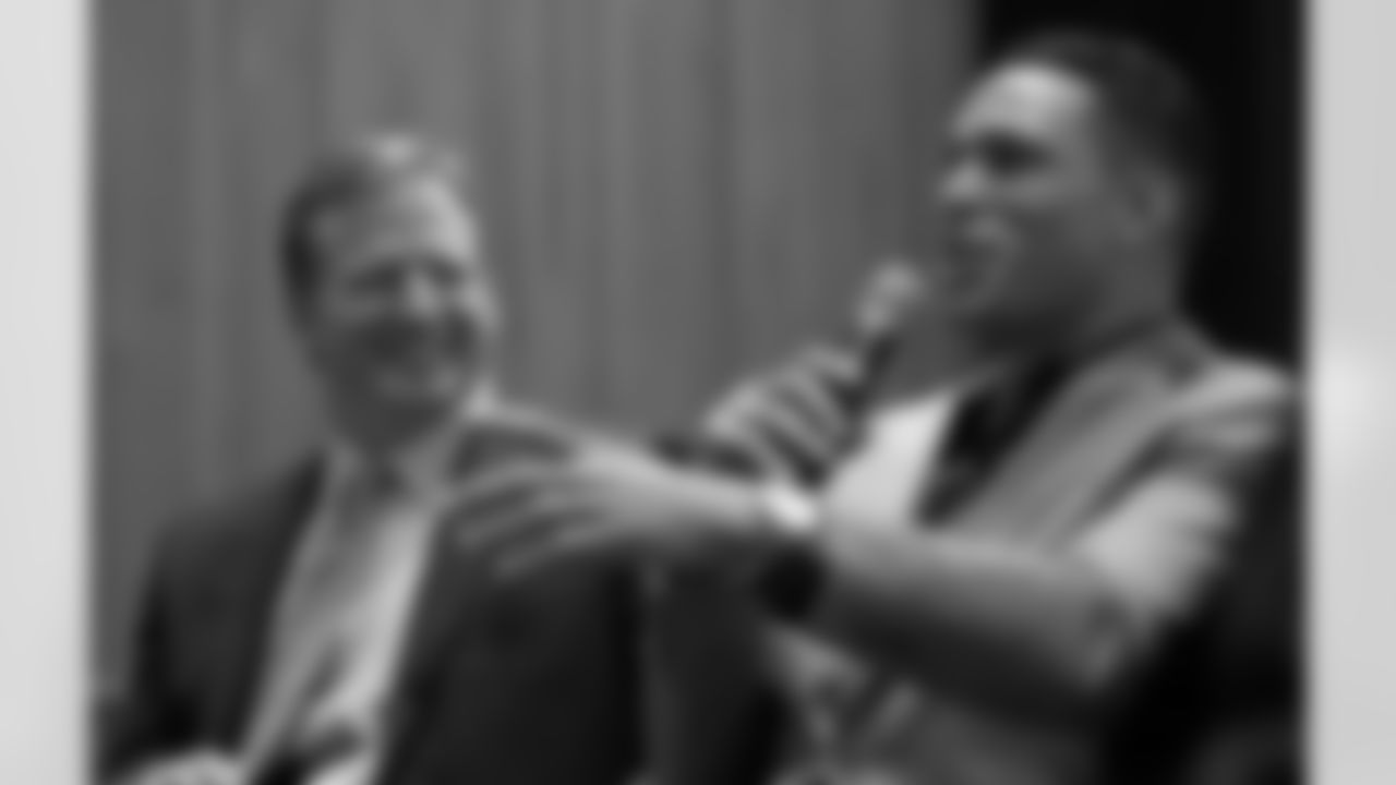 Tony Gonzalez joins NFL Commissioner Roger Goodell for a Together We Make Football Film premiere (via AP)