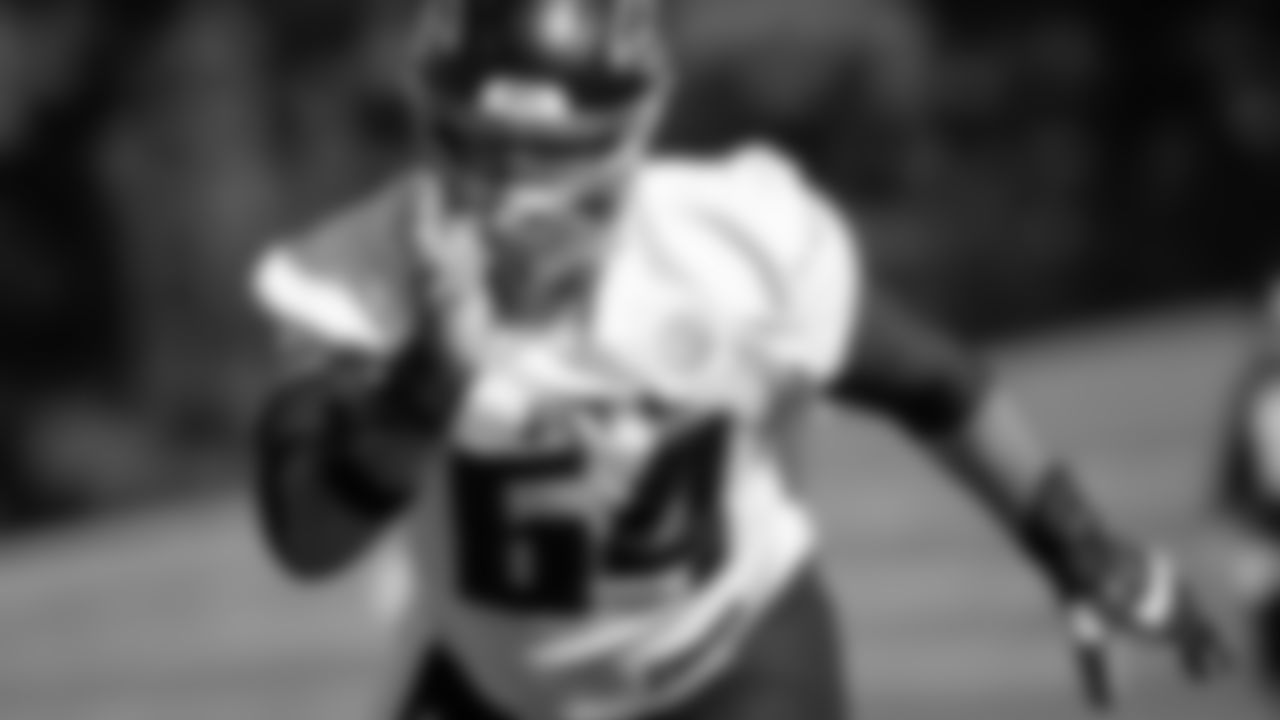 Atlanta Falcons offensive guard Sean Harlow #64 in action during practice at IBM Performance Field.