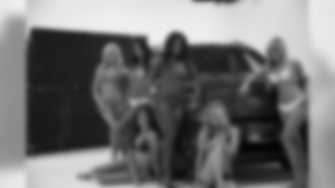 From left: Jamie K., Heather K., Erin P., Shamea M., Sabrina C. and Shauna K. // 2011 Atlanta Falcons Cheerleaders Ford Calendar Shoot - Behind the Scenes // July 14, 2011 // Atlanta -