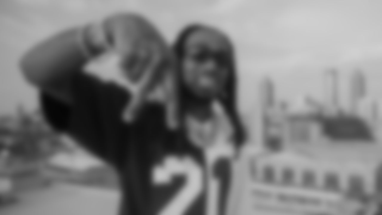 Quavo is filmed for a season kickoff video at Mercedes-Benz Stadium in Atlanta, Georgia, on Sunday, August 27, 2023. (Photo by Shanna Lockwood/Atlanta Falcons)