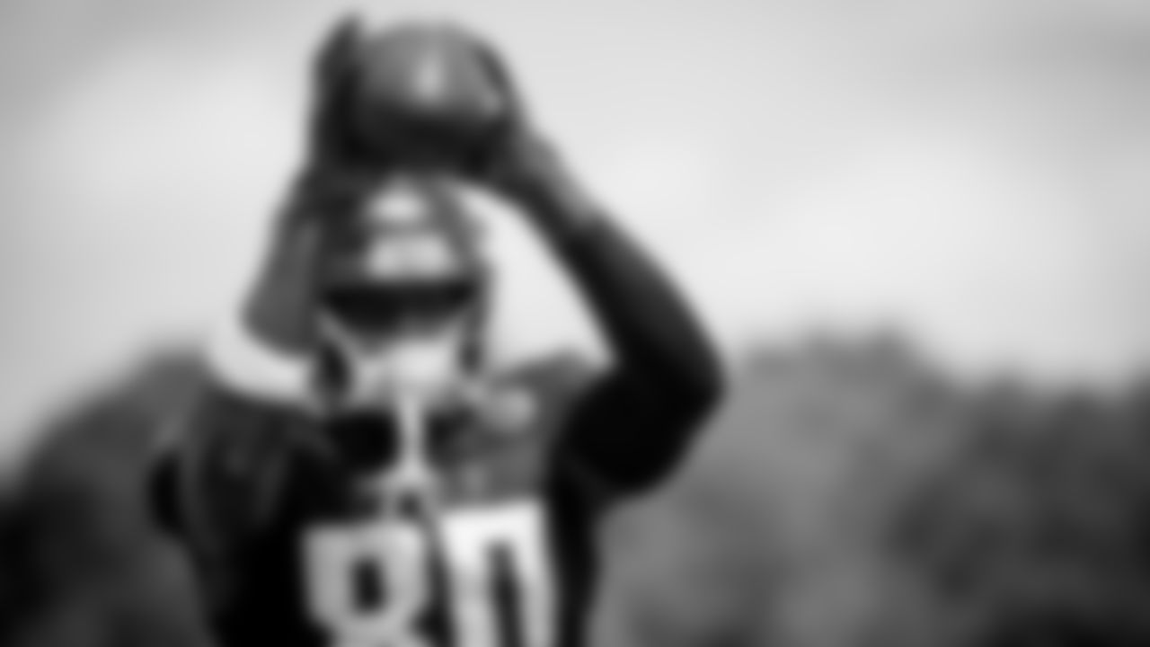 Atlanta Falcons wide receiver Laquon Treadwell #80 warms up at IBM Performance Field on September 1, 2020 in Flowery Branch, GA. (Photo by Kara Durrette/Atlanta Falcons)