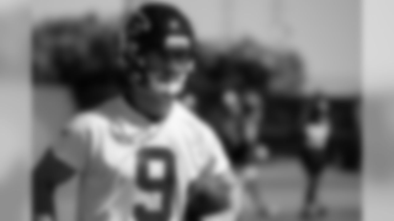 Atlanta Falcons quarterback Kasey Redfern #9 looks on during practice. (Photo by Kara Durrette/Atlanta Falcons).
