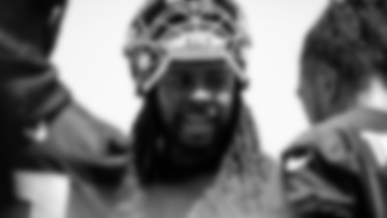 Atlanta Falcons defensive end Steven Means #55 looks on during organized team activities in Phase III of the Atlanta Falcons offseason program on June 4, 2021.