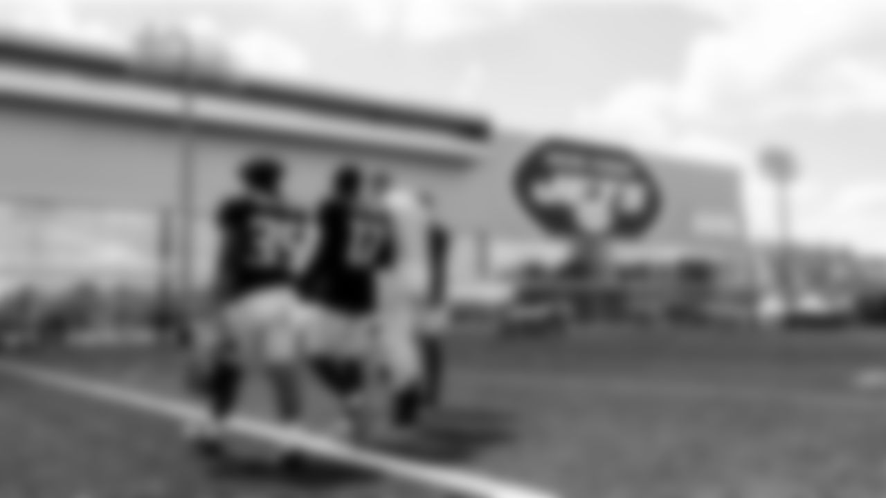 Players walk off the field after joint practice with the New York Jets at New York Jets Training Facility in Florham Park, New Jersey on Friday, August 19, 2022. (Photo by Mitch Martin/Atlanta Falcons)