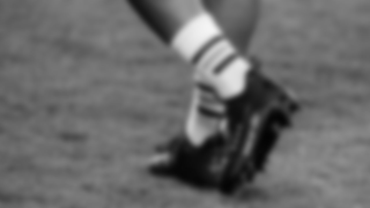 Rise Up & Vote cleats are shown during warm ups before the game against the Carolina Panthers on October 29, 2020. (Photo by Kyle Hess/Atlanta Falcons)