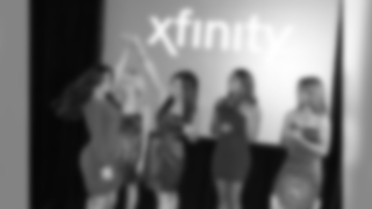 From left, Jennifer T., Elizabeth M., Margaret M., Denita C. and Kadija J. // 2011 Atlanta Falcons Cheerleaders XFinity Release Party // 2011 // Atlanta -